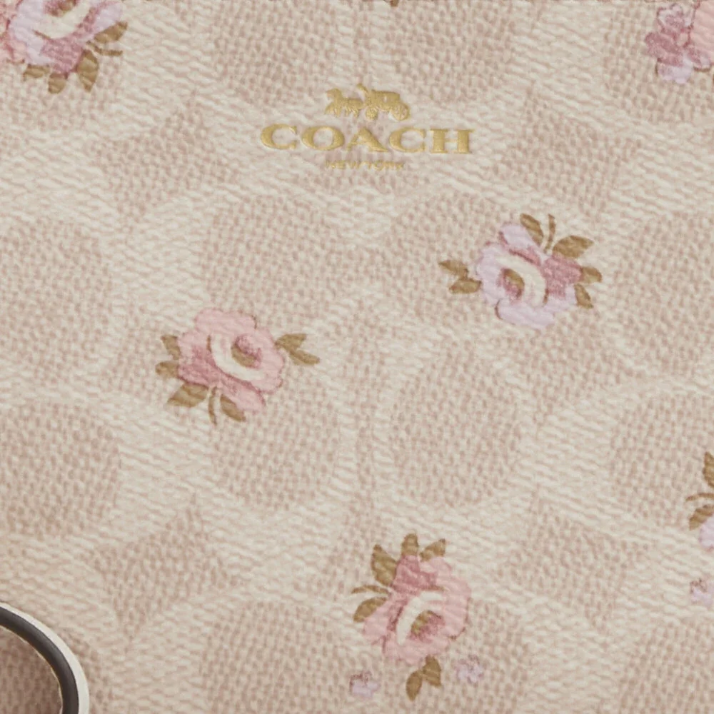 Coach Corner Zip Wristlet In Signature Canvas With Floral Print